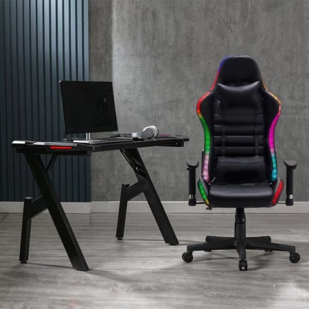 Birou Gaming cu iluminare LED OFF 300 negru