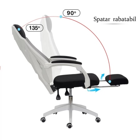 Scaun de gaming ergonomic cu suport de picioare OFF 424 Gri