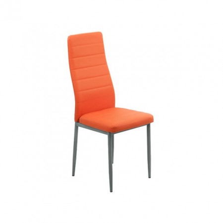 Scaun de bucatarie tapitat, piele eco, picioare cromate portocaliu buc 263