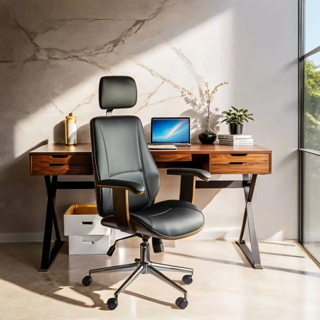 Scaun directorial din piele ecologica OFF1606 Negru
