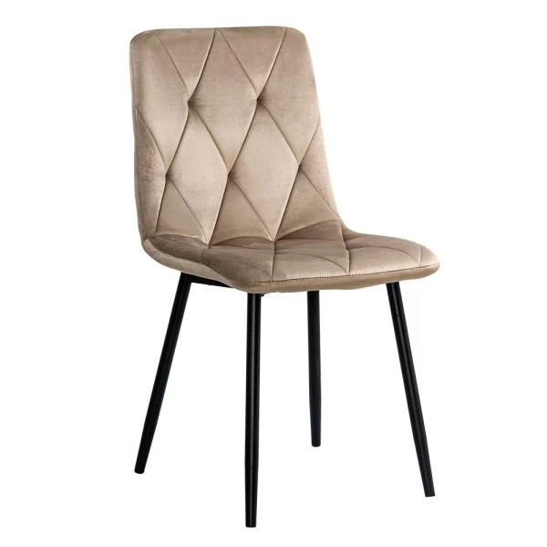 Scaun living din catifea cu cadru metalic BUC 210 bej, verde, gri, negru