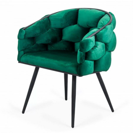 Scaun modern din catifea cu cadru metalic BUC256 verde