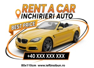Banner „Rent a Car - Închirieri Auto” personalizabil – 80 × 110 cm