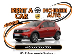 Banner „Rent a Car - Închirieri Auto” personalizabil – 80 × 110 cm
