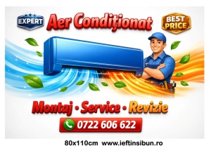 Banner Aer Condiționat – Montaj, Service, Revizie 80×110 cm Personalizat