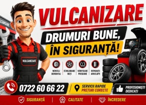 Banner Publicitar Vulcanizare și Service Roți Model 02 (80x110 cm)