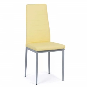 Scaun de bucatarie tapitat, piele eco, picioare cromate crem buc 263