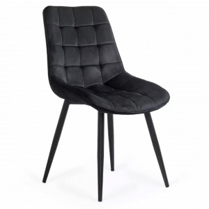 Scaun Living din catifea si cadru metalic, Buc206  negru