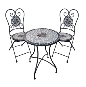 Set mobilier mozaic pentru grădină / balcon – masă + 2 scaune pliabile – Rustic