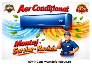 Banner Aer Condiționat – Montaj, Service, Revizie 80×110 cm Personalizat