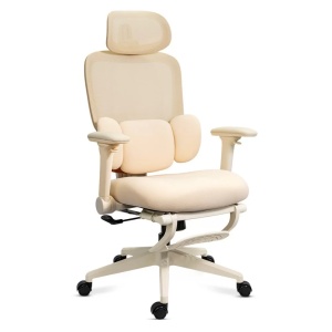 Scaun ergonomic din mesh cu suport pentru picioare, tetieră reglabilă și spătar rabatabil SYYT 9523 negru - Img 2