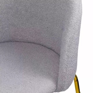 Scaun living gri BUC 284 din material boucle cu picioare aurii metalice