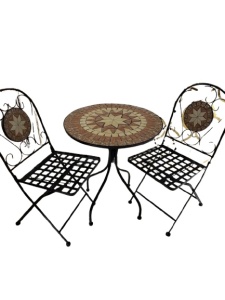 Set mobilier mozaic pentru grădină / balcon – masă + 2 scaune pliabile – Toscana