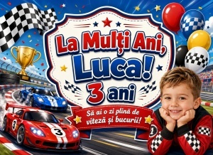 Banner Aniversar cu masini Model 09 La Mulți Ani Luca | ieftinsibun.ro