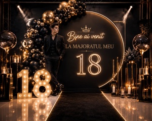 Banner Majorat Băiat Model 05 Negru și Aur | ieftinsibun.ro