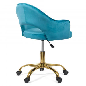 Scaun din catifea pentru birou cu baza aurie OFF 640 bleu