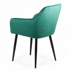 Scaun dinning tapitat catifea, picioare metalice negre, Buc259 Verde