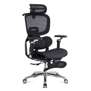 Scaun ergonomic negru din mesh cu șezut cu ventilație și suport lombar cu încălzire și masaj SYYT 9521
