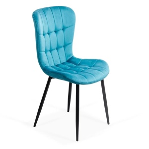 Scaun living din catifea cu cadru negru Model 247 turcoaz