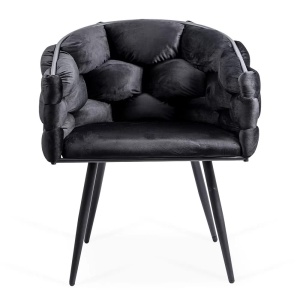 Scaun modern din catifea cu cadru metalic BUC256 negru