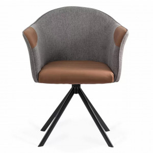 Scaun modern  rotativ 360 gr piele/textil maro-gri, Buc0222