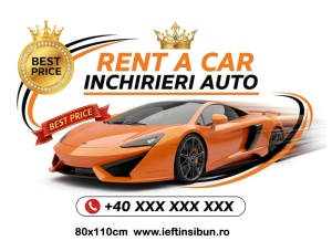Banner „Rent a Car - Închirieri Auto” personalizabil – 80 × 110 cm