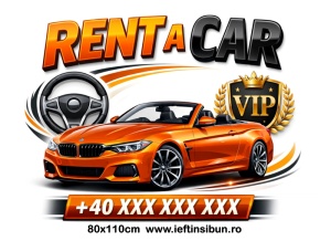 Banner „Rent a Car - Închirieri Auto” personalizabil – 80 × 110 cm