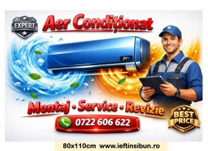 Banner Aer Condiționat – Montaj, Service, Revizie 80×110 cm Personalizat