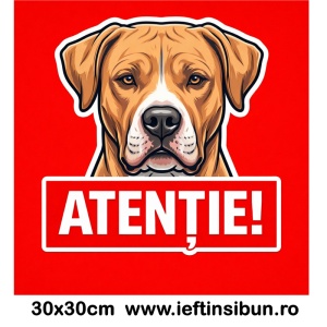 Banner indicator avertizare Atentie Caine Pitbull / Amstaff30x30cm