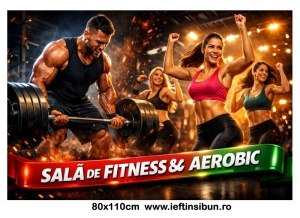 Banner Sală de Fitness și Aerobic Personalizat 80×110 cm