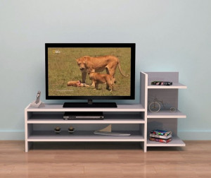 Comodă TV Modernă, 129 cm, Mesteacăn – Design Scandinav cu Compartimentare Inteligentămodel 6030