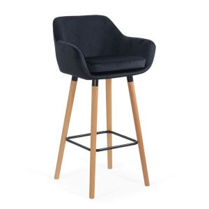Scaun Bar cu sezut catifea si cadru lemn fag Abs1271 Negru
