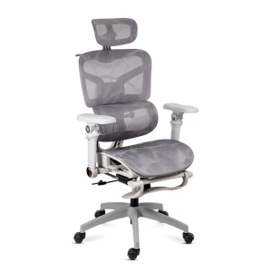 Scaun de birou ergonomic din mesh cu brațe 7D, șezut culisant și suport pentru picioare SYYT 9524 gri