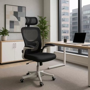 Scaun de birou negru ergonomic cu suport lombar si tetiera reglabila OFF 336 - Img 6