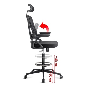 Scaun ergonomic de lucru negru din mesh cu suport picioare reglabil OFF 650 - Img 2