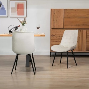 Scaun living din catifea si cadrul metalic BUC 206 CREM