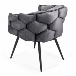 Scaun modern din catifea cu cadru metalic BUC256 GRI