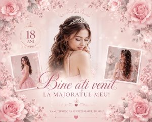 Banner Majorat Fată Model 02 Roz Regal | ieftinsibun.ro