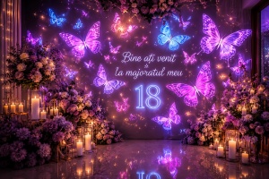 Banner Majorat Fată Model 19 Neon Butterflies | ieftinsibun.ro