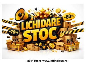 Banner Personalizat Reduceri / Promoții / Lichidare Stoc 80×110 cm
