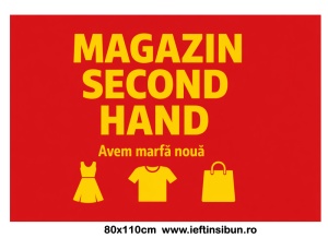 Banner "Second-Hand" magazin de haine, 80x110 cm