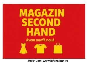 Banner "Second-Hand" magazin de haine, 80x110 cm