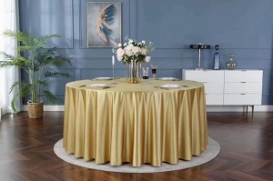 Fata de masa rotunda, diametru 180 cm jacquard, auriu