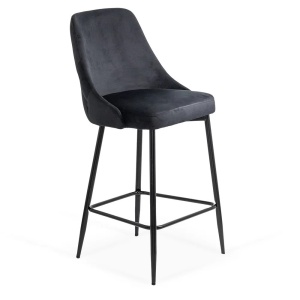 Scaun Bar clasic, cadru fix, catifea Negru Abs 143