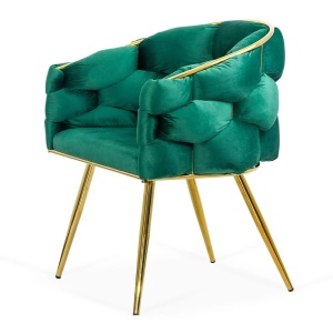 Scaun living BUC 251 din catifea cu picioare aurii reglabile verde