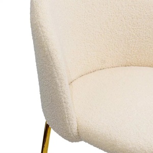 Scaun living BEJ  BUC 284 din material boucle cu picioare aurii metalice