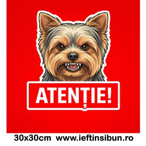 Banner indicator avertizare Atentie Caine Yorkshire Terrier 30x30cm