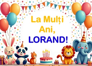 Banner personalizat „La mulți ani, Lorand!” Banner Aniversar Copii, 80X110 cm