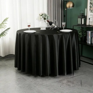 Fata de masa rotunda, diametru 180 cm jacquard, alb/negru