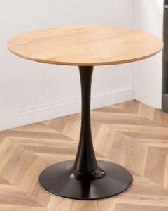 Masa Rotunda, Blat MDF Picior Metalic Alb/Negru (80 x 73 cm)